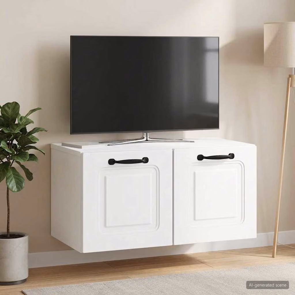 vidaXL Mobile Porta TV da Muro Bianco Moderno L: 59,5 cm, P: 31 cm, H: 30 cm