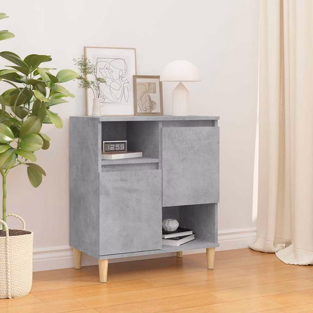 Credenza moderna vidaXL in legno multistrato e MDF, colore grigio cemento, L: 60 cm, P: 35 cm, H: 70 cm