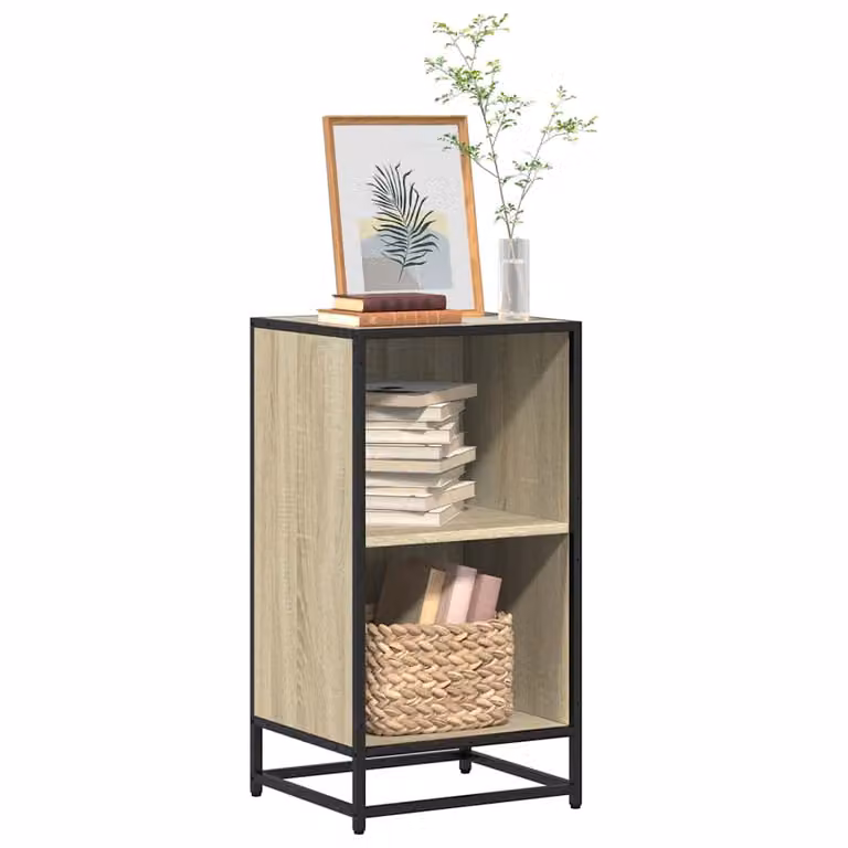 Libreria in stile industriale vidaXL in legno e metallo, colore beige e marrone, L 40 cm x P 35 cm x H 76 cm