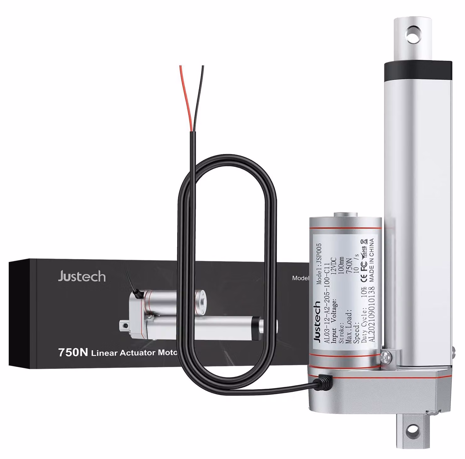 Motore lineare a 12V DC, 750N di spinta, con spegnimento automatico