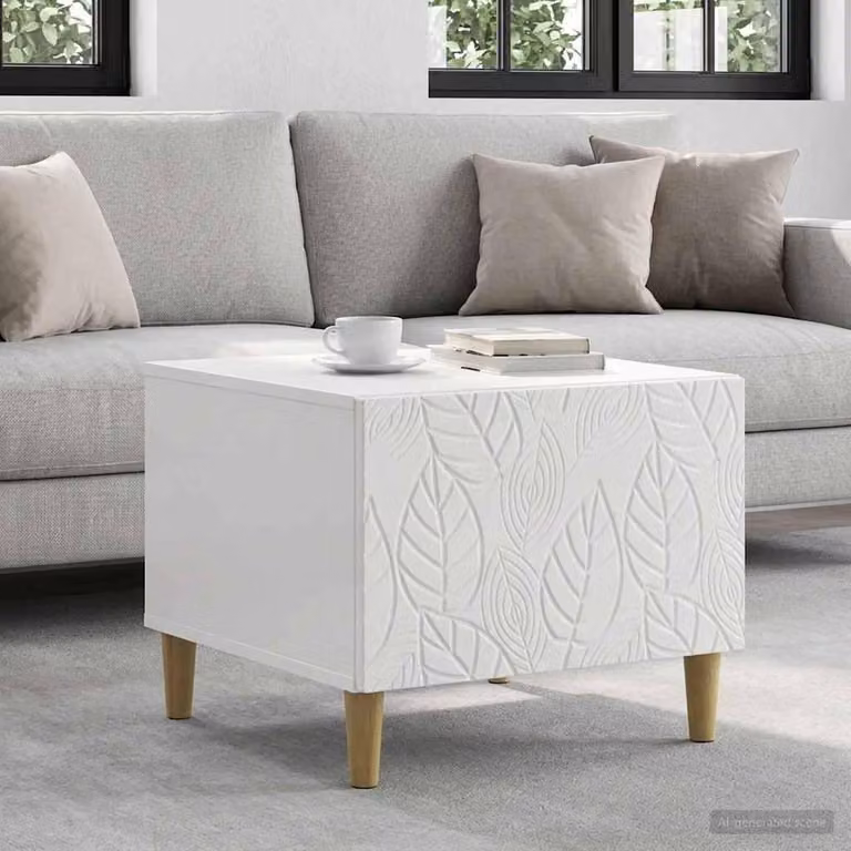 Maison Exclusive - Tavolino da caffè, bianco lucido, 50 x 49 x 40 cm, realizzato in materiale composito di legno