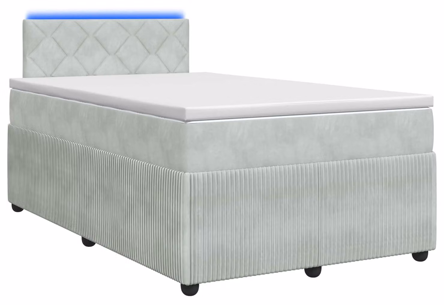Letto a molle con materasso grigio chiaro 120 x 200 cm in velluto