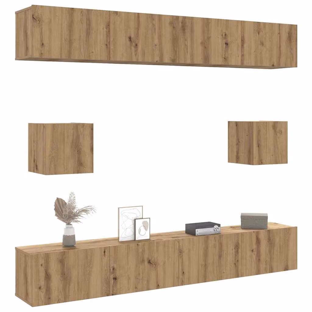 Set Mobile TV vidaXL da 6 pezzi in legno multistrato color rovere per soggiorno