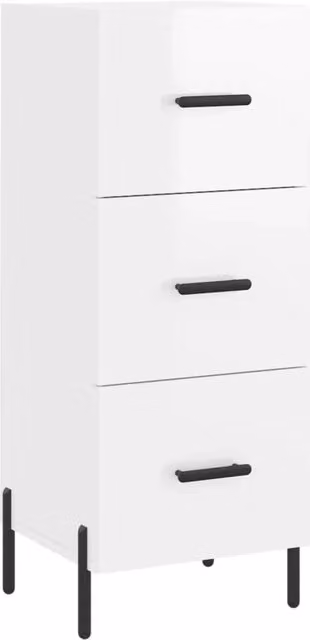 Buffet credenza cassettiera mobiletto mobile contenitore organizer per cucina soggiorno finitura lucida 34,5 x 34 x 90 cm legno ingegnerizzato bianco 02_0030627