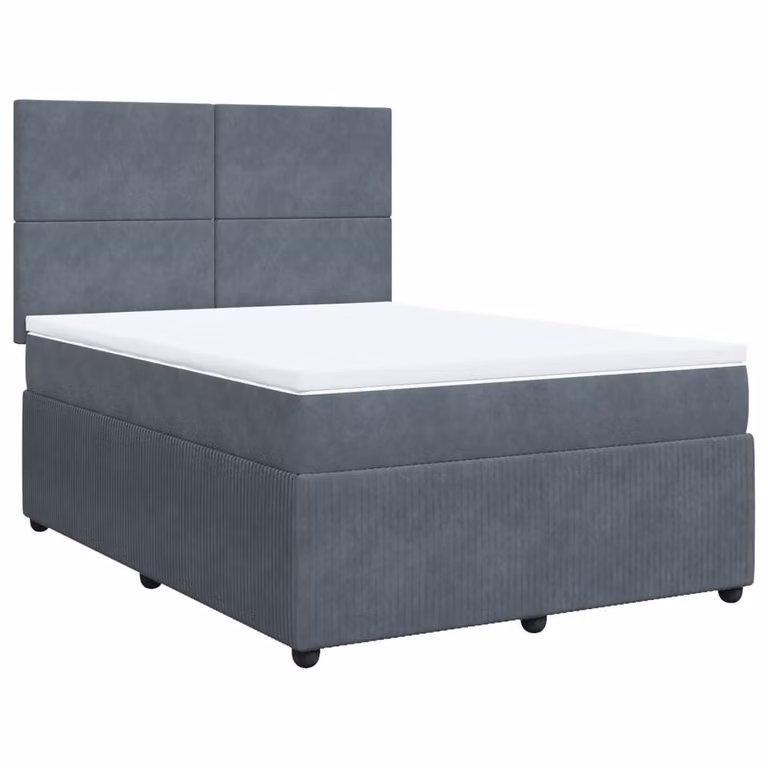 Giroletto a Molle con Materasso Grigio Scuro 140x200 cm Velluto