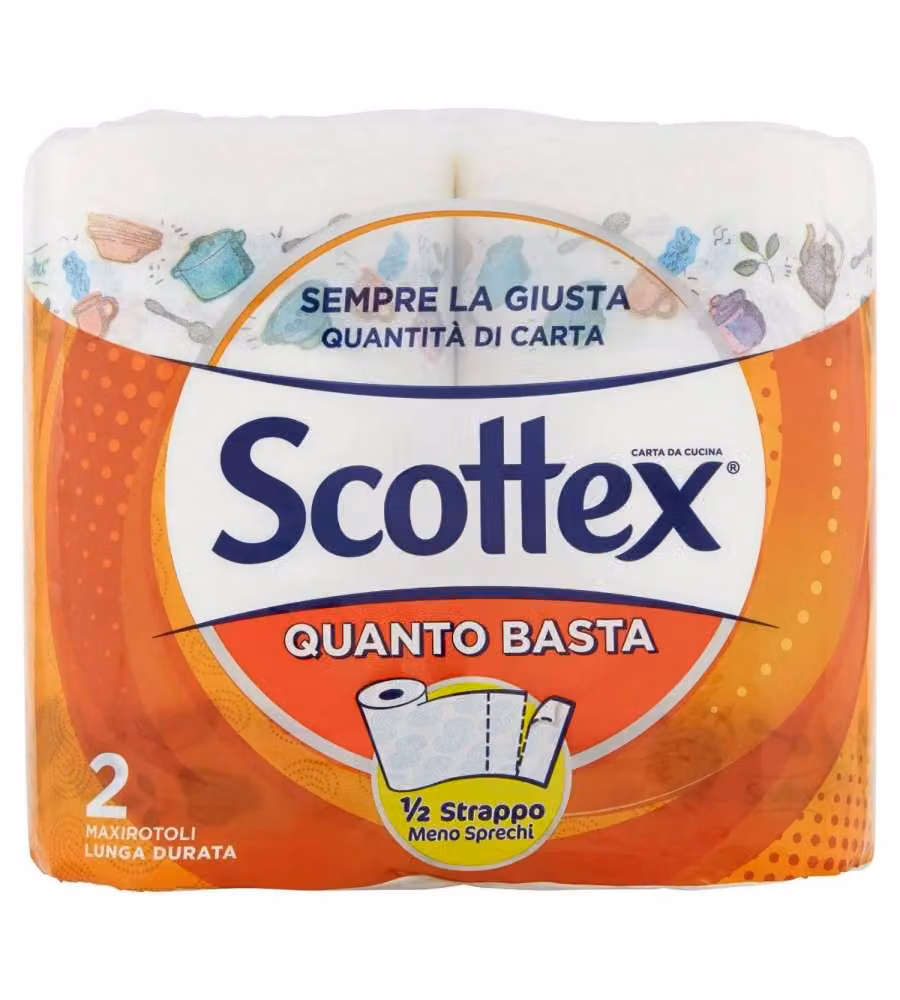 Scottex Carta Cucina Quanto Basta 2 pezzi - Alto Assorbimento - 3 Veli