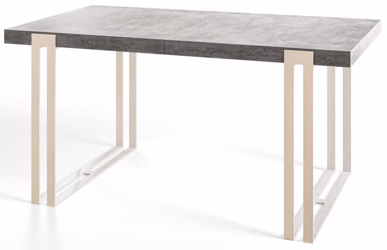Tavolo da pranzo rettangolare allungabile rosa, tavolo da salotto moderno 160-260 x 90 x 77 cm, grigio chiaro con gambe in metallo bianco