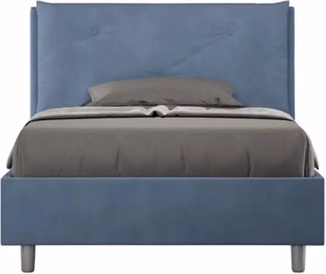 Letto una piazza e mezza contenitore imbottito Appia Large Ityhome in microfibra blu L/P/H: 120 x 210 x 110 cm