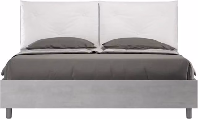 Letto matrimoniale senza rete 160x190 Cemento cuscini similpelle bianco Egos Appia