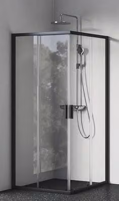 Cabina doccia con ingresso ad angolo RAVAK Blix II 80 x 80 cm colore telaio vetro nero decoro vetro chiaro 1LM40300Z1