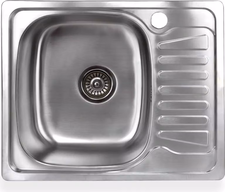 Lavello in acciaio inox "Alfa 2R" lavello da incasso rettangolare con sgocciolatoio sul lato destro