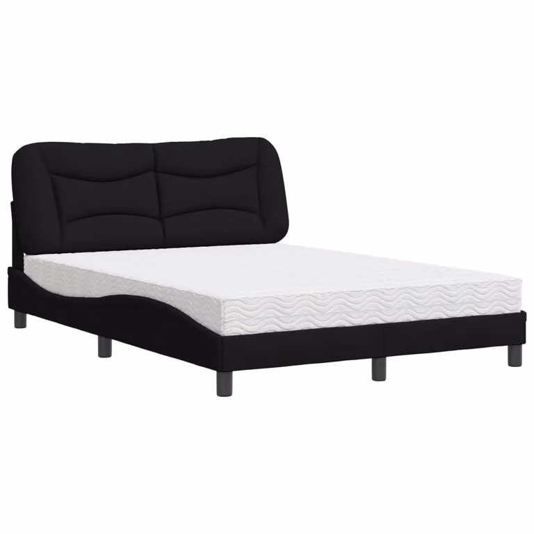 Letto con Materasso Hvar Nero 140x200 cm in Tessuto