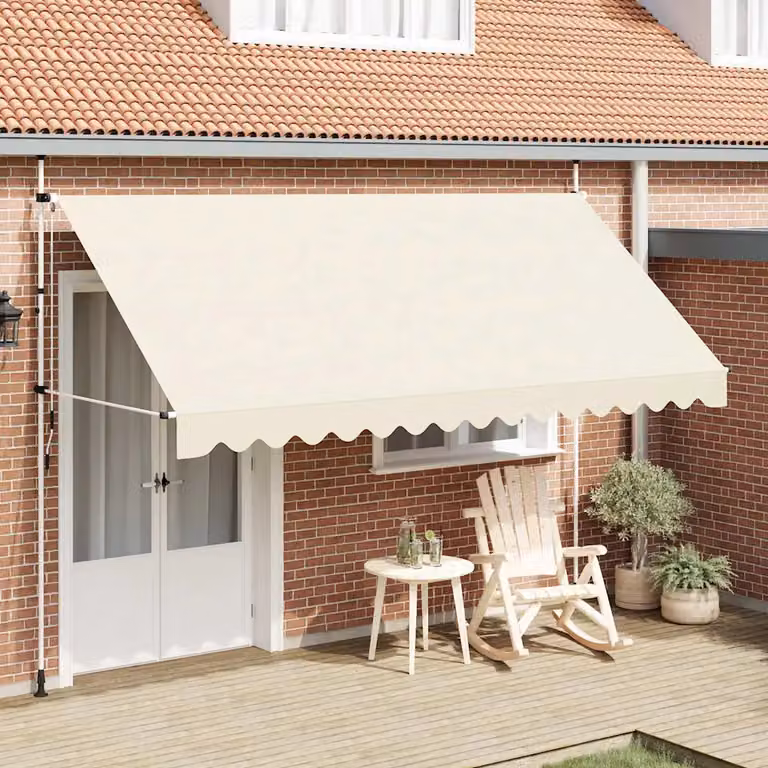 vidaXL Tenda da Sole Retrattile Manuale in Poliestere e Acciaio, Colore Beige, L: 400 cm, P: 120 cm, H: 300 cm