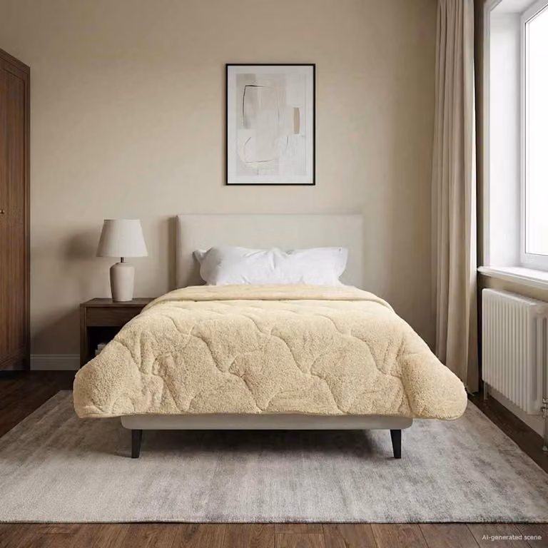 Piumone Completo Annuale Trapuntato vidaXL in Microfibra Beige L: 140 cm x P: 220 cm