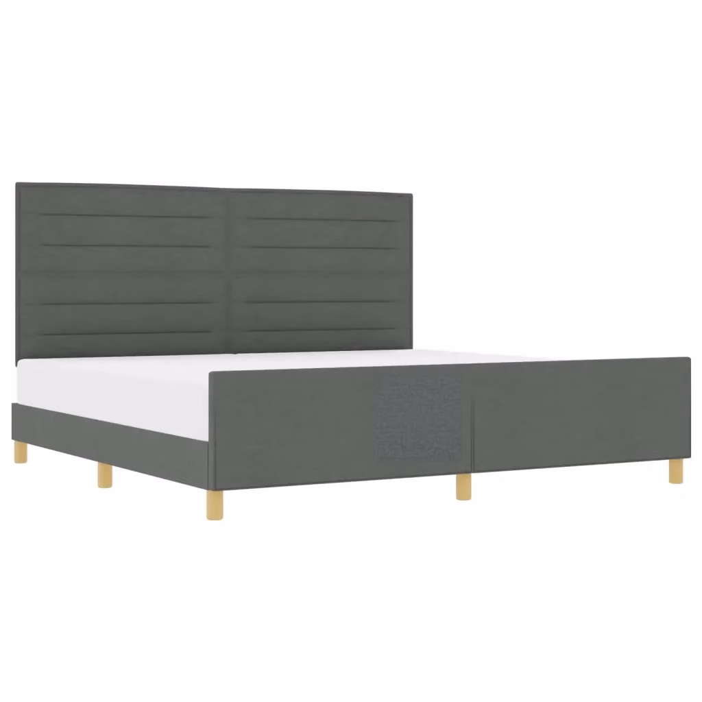 Struttura del letto moderna vidaXL in tessuto grigio con base in legno e MDF, L/P/H: 200 x 200 x 128 cm – 2