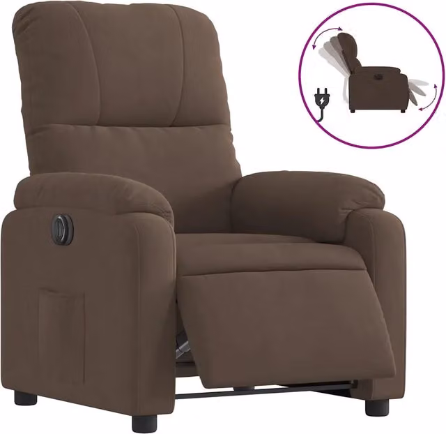 Poltrona | Sedia Relax Reclinabile Elettrica Marrone in Tessuto di Microfibra
