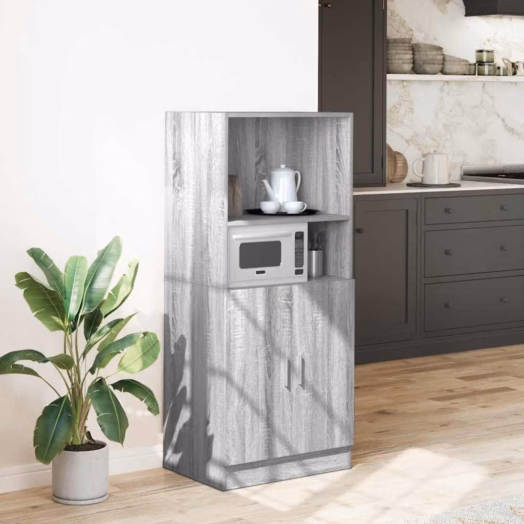 Armadietto da cucina moderno vidaXL Grigio in MDF con ante a battente e ripiani interni L/P/H: 57 x 41,5 x 131,5 cm