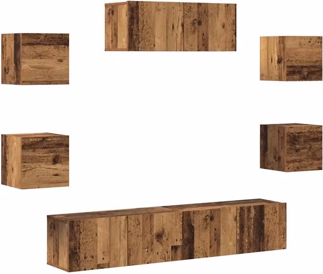 Set Mobile TV 5 pz | Armadietto TV | Mobile Porta TV Montato a Parete Legno Antico