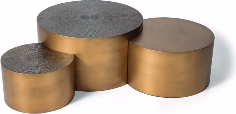 Luxus gold Tisch Couchtisch Set 3x Rundtische Moderne Wohnzimmer Rund