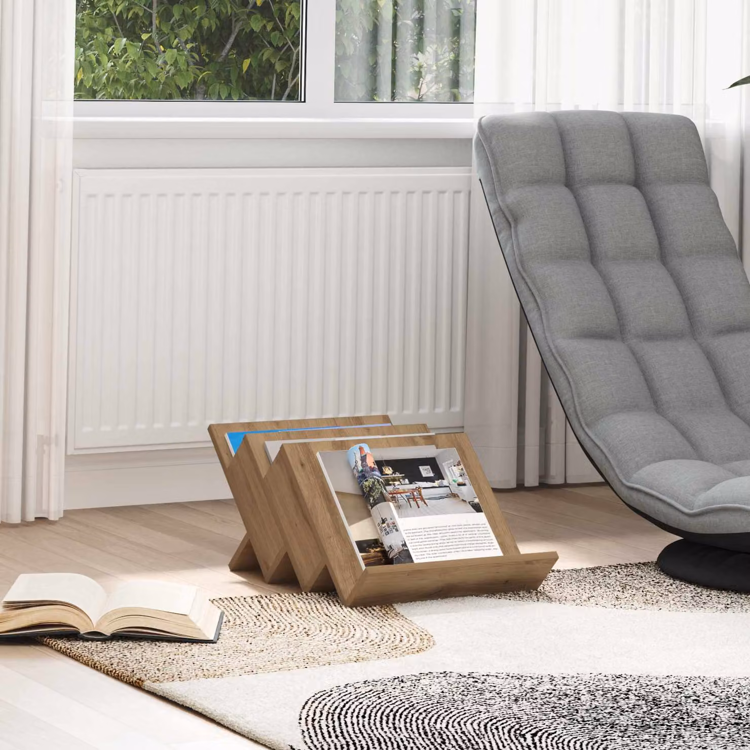 Scaffale per riviste vidaXL in legno e MDF color marrone, stile moderno, L: 53 cm, P: 40 cm, H: 28,5 cm