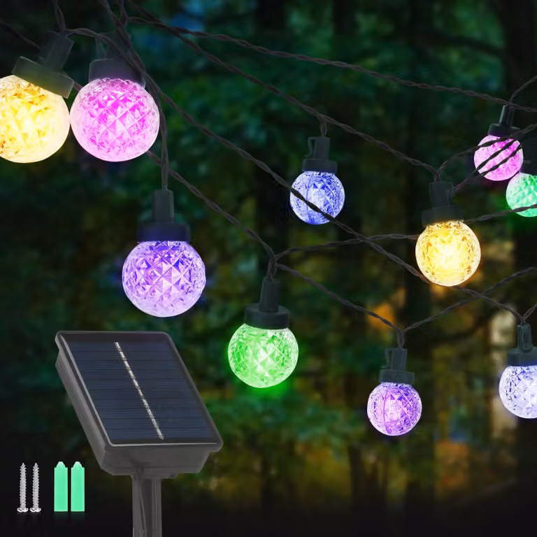 Catena luminosa solare, 30 LED, 12 metri, multicolore, 8 modalità, grado di protezione IP65, per uso esterno