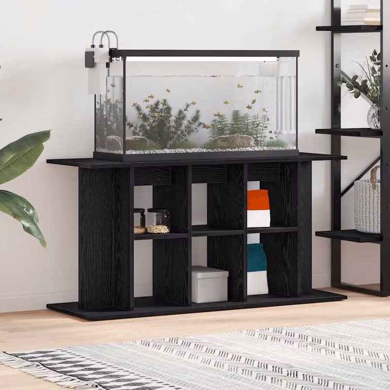 vidaXL Supporto per acquario moderno in legno ingegnerizzato rovere nero opaco L/P/H: 120 x 40 x 60 cm