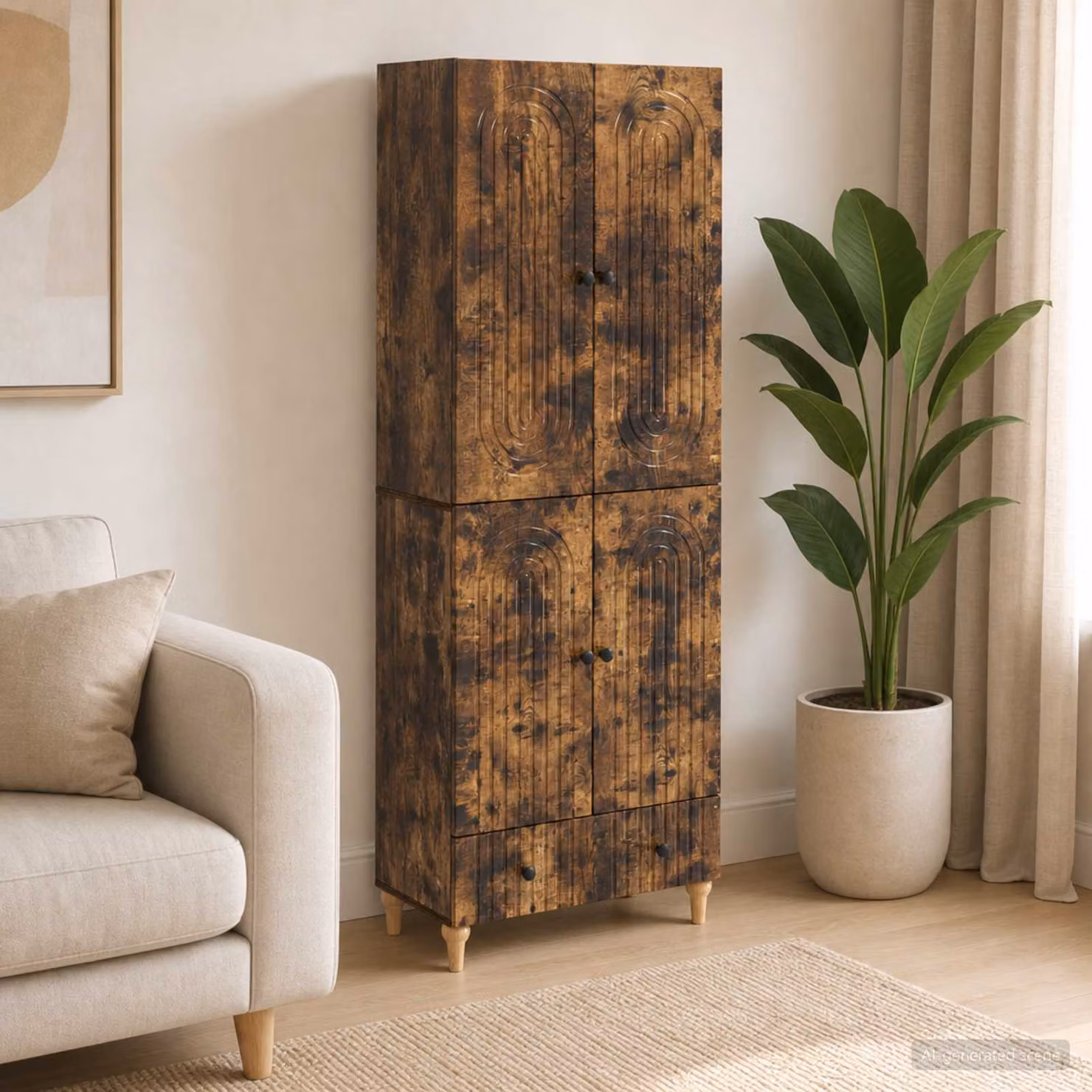 Set di 2 armadi moderni vidaXL in legno e MDF marrone con ripiani e cassetti per soggiorno o ufficio in casa