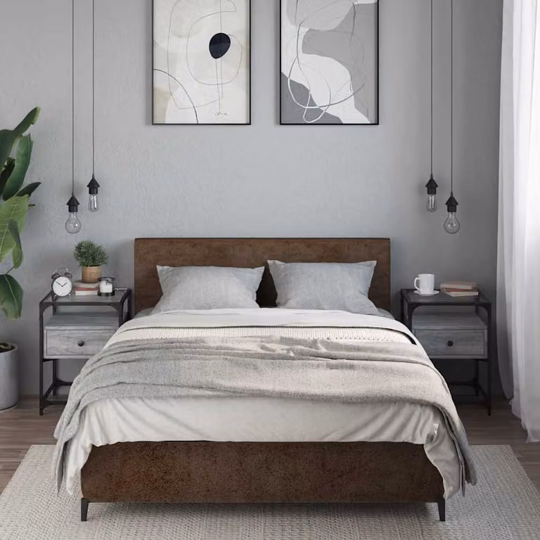 Set di 2 comodini moderni vidaXL in legno e metallo, colore grigio, L/P/H: 40 x 40 x 55 cm
