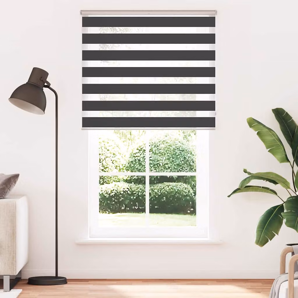 vidaXL Tenda a Rullo Zebra Nero Larghezza Tessuto 120,9 cm Poliestere