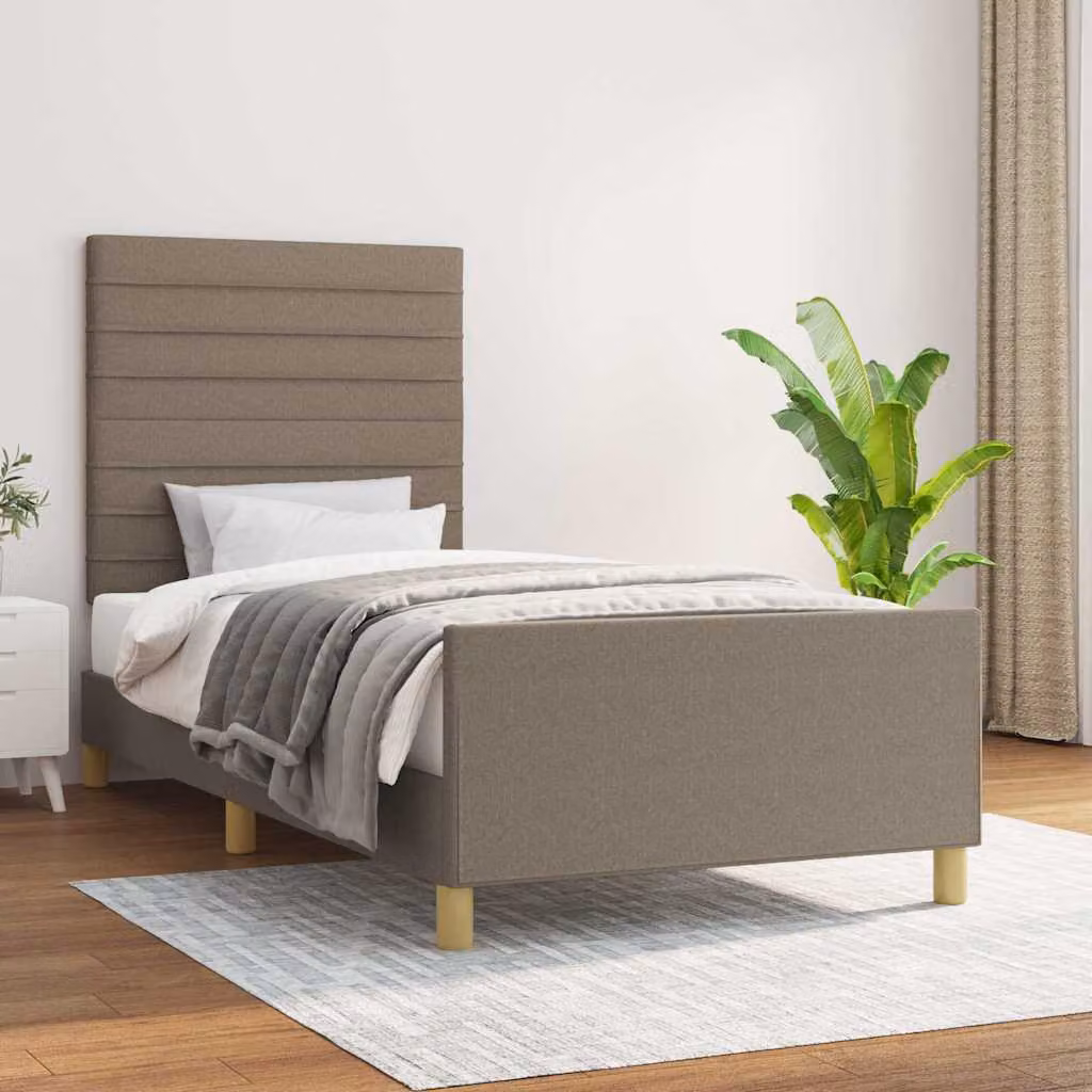 Giroletto vidaXL in legno di larice e tessuto, colore tortora, L/P/H: 90 x 190 x 128 cm