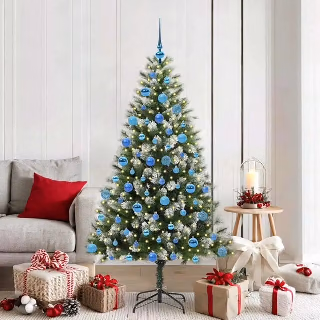 Albero di Natale artificiale con rami snodati e neve imbiancata vidaXL, verde e bianco, H: 180 cm, L: 102 cm, P: 102 cm – 1