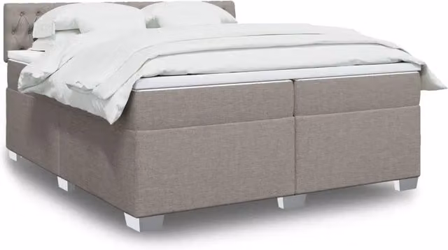Letto a molle con materasso ibrido vidaXL in tessuto beige e bianco L/P: 200 x 200 cm