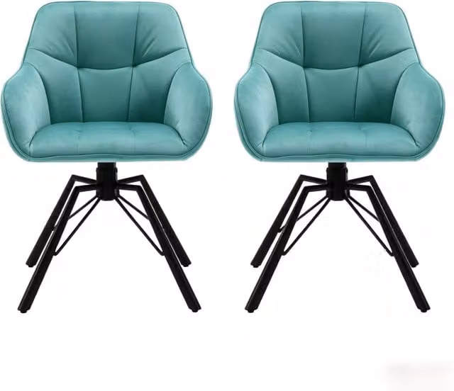 Set di 2 sedie da pranzo girevoli 57x54，5x82，5 cm velluto turchese