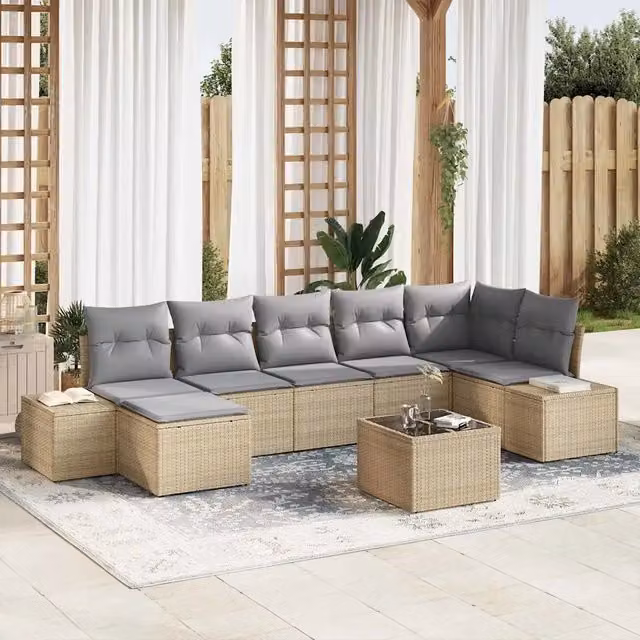 Set Divano da Giardino 7 pz Beige polyrattan 3355829