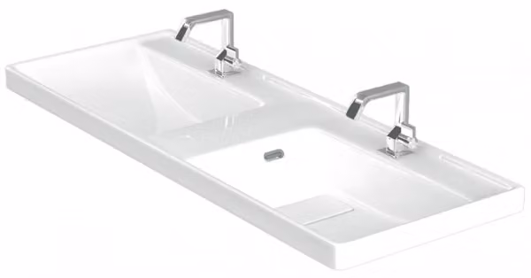 Lavabo doppio rettangolare sospeso QUATTRO 120x47x19 cm