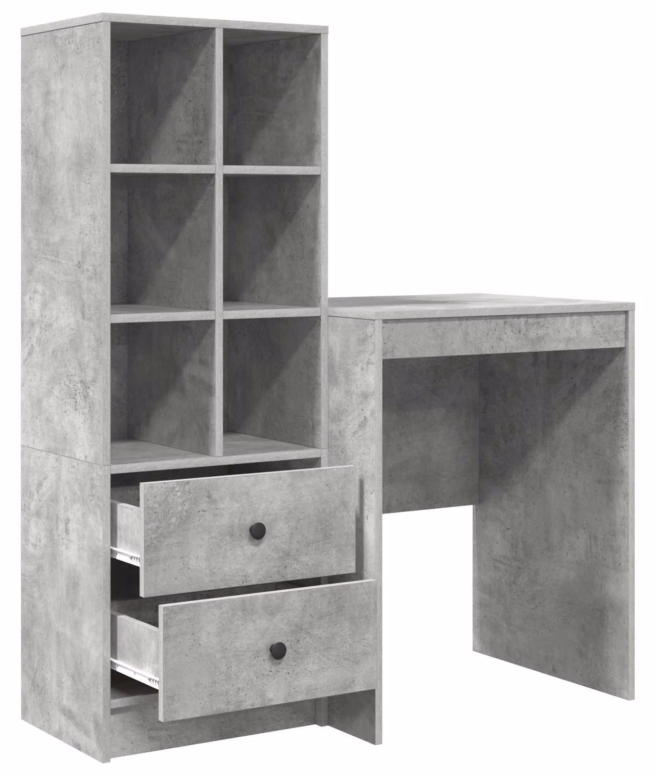 Scrivania con cassetto con lo scaffale 2 pcs Grigio cemento