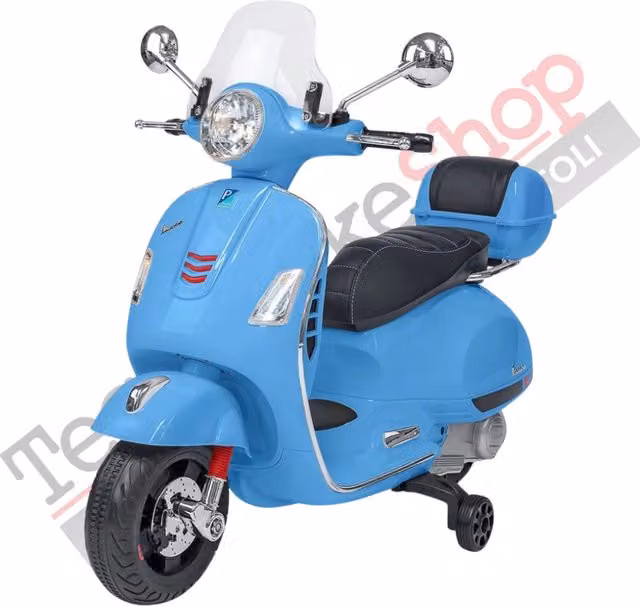 Moto Elettrica Piaggio Vespa GTS Super 12V con Bauletto e Parabrezza Celeste da TECNOBIKE SHOP
