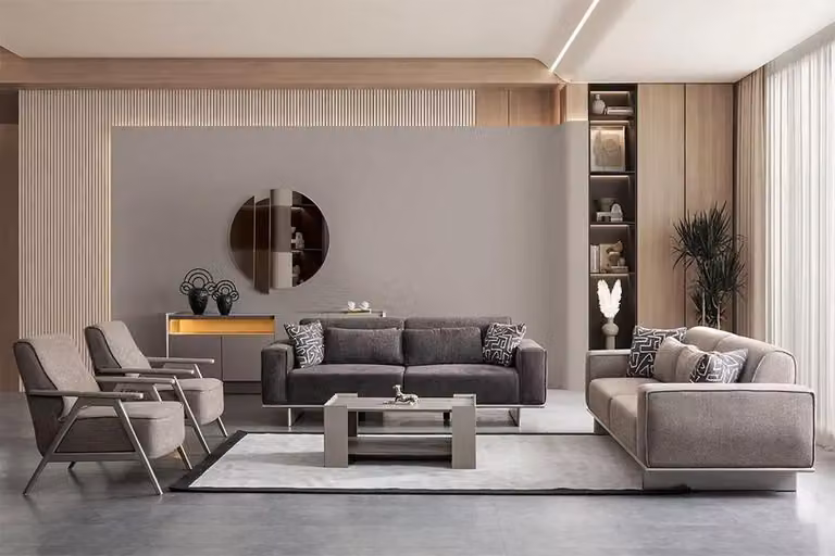Moderne Stoff Polster Sofagarnitur Couch Sofa Set Couchen Sitzmöbel 4tlg.