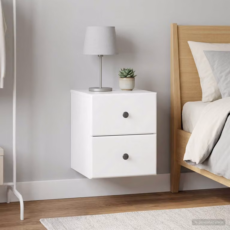Set di 2 comodini sospesi vidaXL Bianco Lucido L 34,5 cm x P 33 cm x H 40 cm