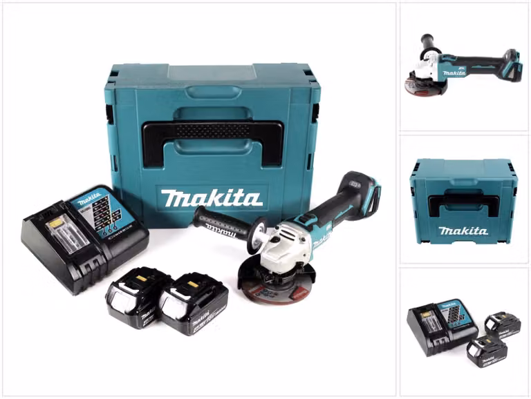 Makita DGA 504 RMJ 18 V Smerigliatrice angolare brushless a batteria 125 mm in valigetta Makpac + 2x Batterie 4,0 Ah + Caricatore