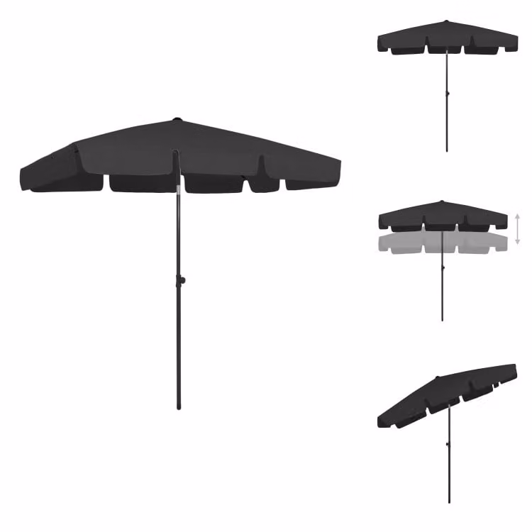 vidaXL Ombrellone nero 200x125 cm - Ombrelloni e tende da sole