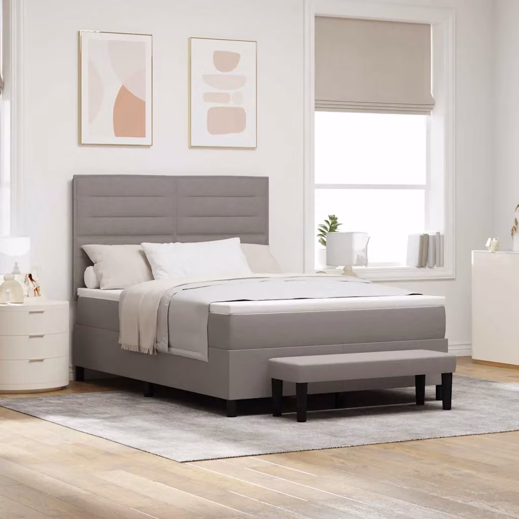 Letto ibrido con molle a tasche e testiera Talpa vidaXL in tessuto beige o grigio L/P/H: 200 x 140 x 28 cm