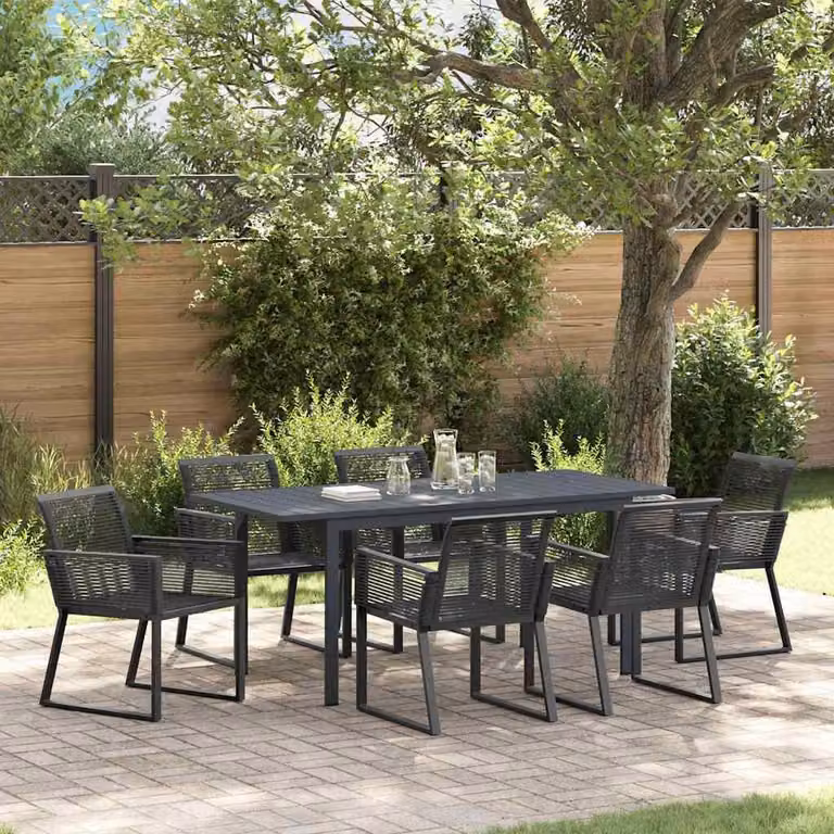 Maison Exclusive - Set da giardino per esterni, 7 pezzi, in rattan sintetico nero