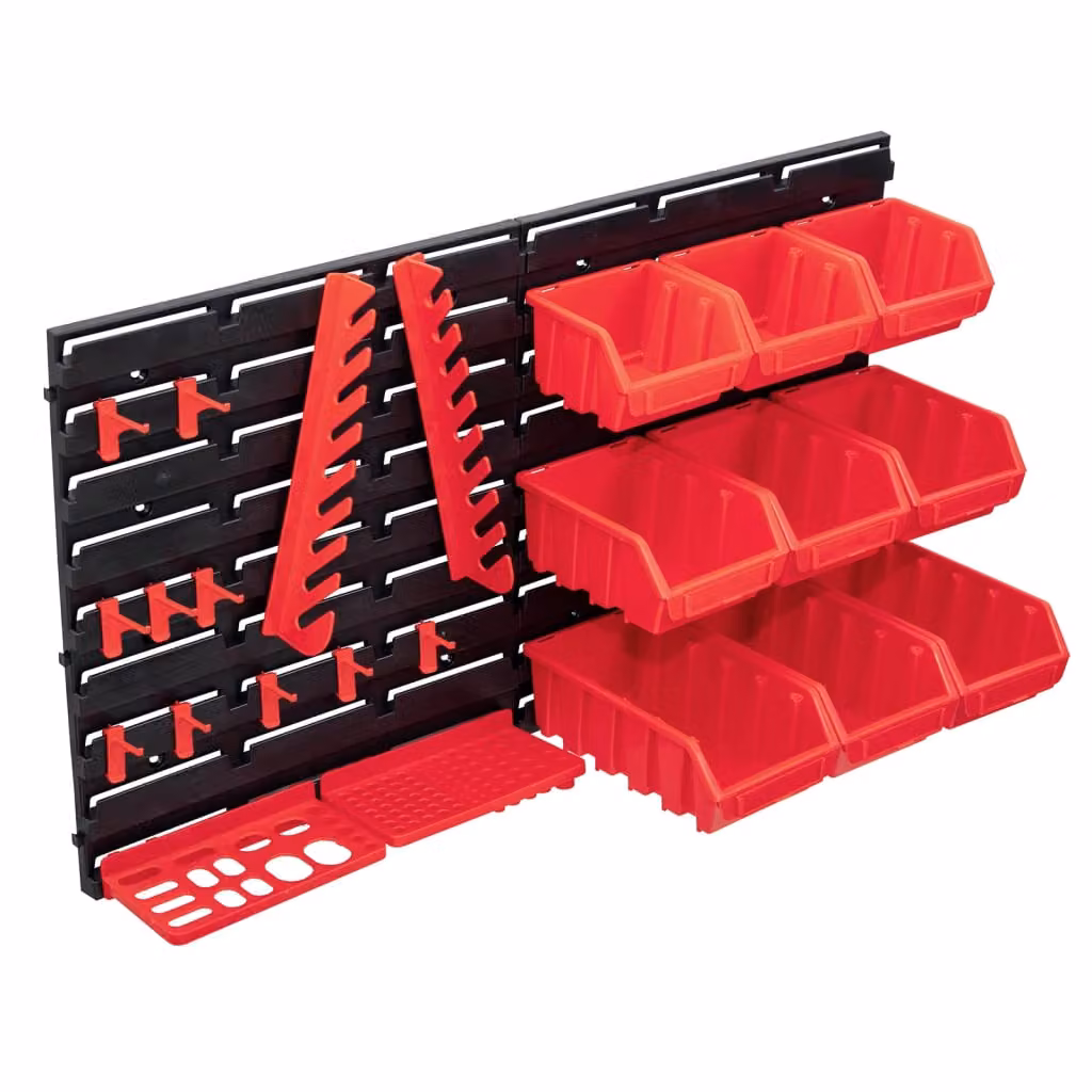 The Living Store Set di contenitori per minuteria da 34 pezzi con piastre da parete rosso nero