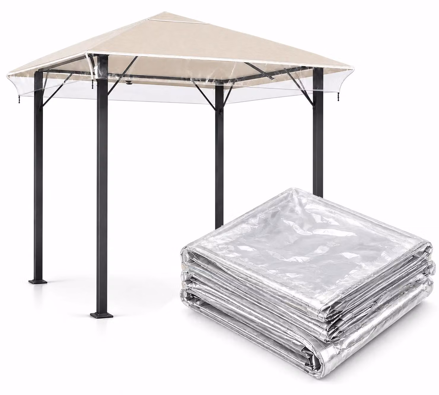 Telo copri-tetto - Sostitutivo del tetto - 2,5 x 2,5 m - PVC - Impermeabile - Resistente ai raggi UV - Bordi rinforzati in tessuto Oxford - Bianco