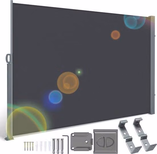 Ombrellone retrattile - Apertura laterale - 180x300 cm - Retrattabile - Giardino - Tenda - Ombrellone - Ombra - Terrazze - Ombrellone - Grigio antracite