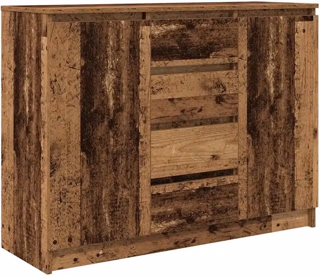 Credenza Buffet in Legno Antico con Cassetti, Colore Marrone, L 100,5 cm x P 35 cm x H 76 cm – 1