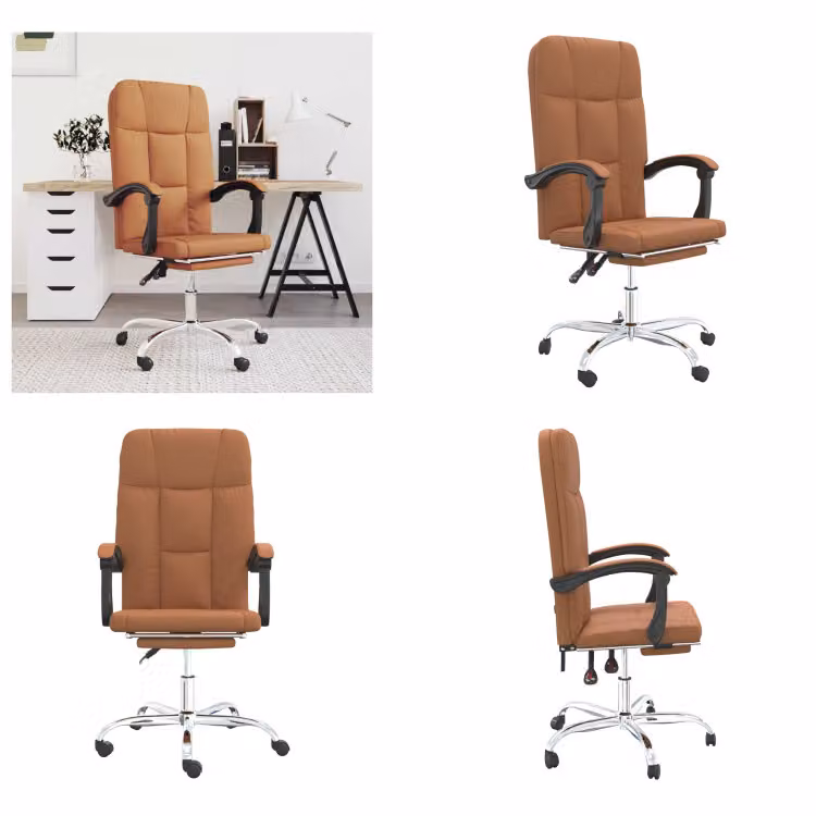 vidaXL Sedia da ufficio con funzione reclinabile in Pelle finta marrone - Sedia da ufficio con funzione reclinabile - Sedie da ufficio con funzione reclinabile - Sedia da ufficio con funzione relax - Sedia da tavolo