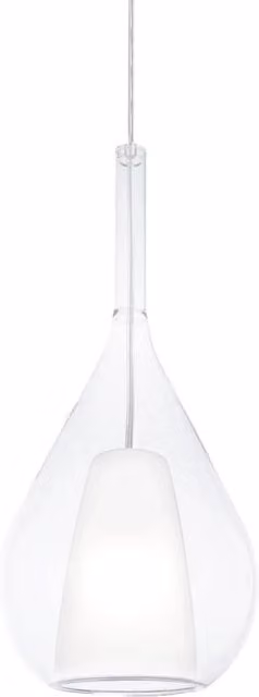 Lampada a sospensione Kalique di Ideal Lux in vetro trasparente, bianco e cromo, attacco E27, H 40 cm