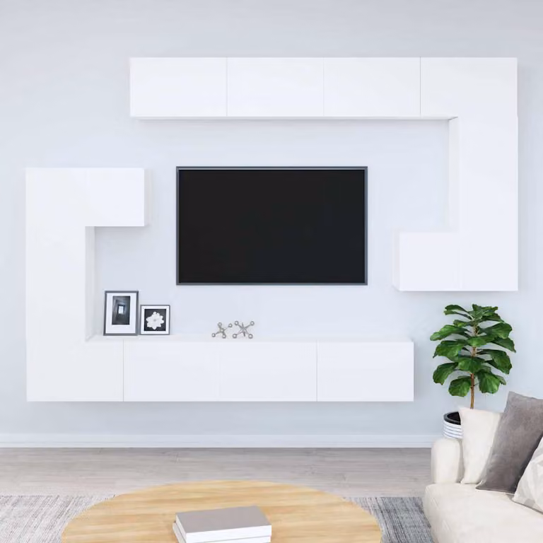 Mobile Porta TV a Parete vidaXL Bianco in Legno MDF e Multistrato